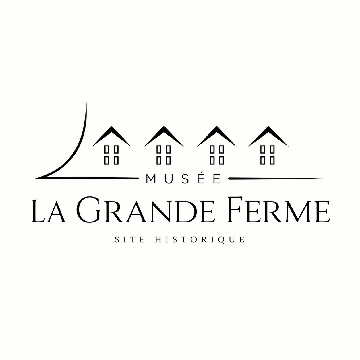 Logo noir sur fond blanc du Musée de La Grande Ferme, avec la mention « site historique ».